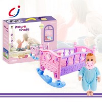 Kids diy gift set furniture rocking cradle 12 inch ic sound boy baby doll's beds